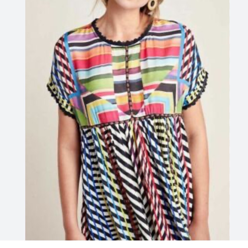 Anthropologie Conditions Apply Colorful Striped Blouse, size Medium